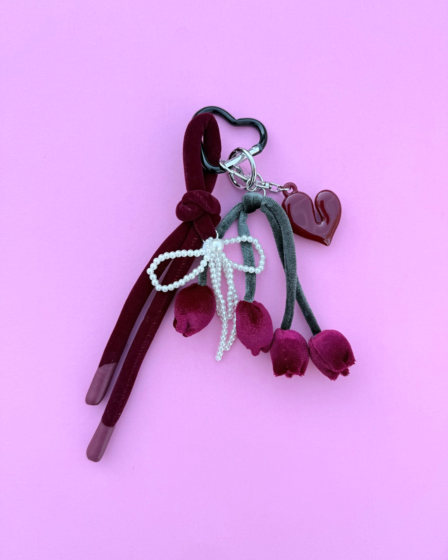 Scarlet Velvet Floral + Pearl Multicharm