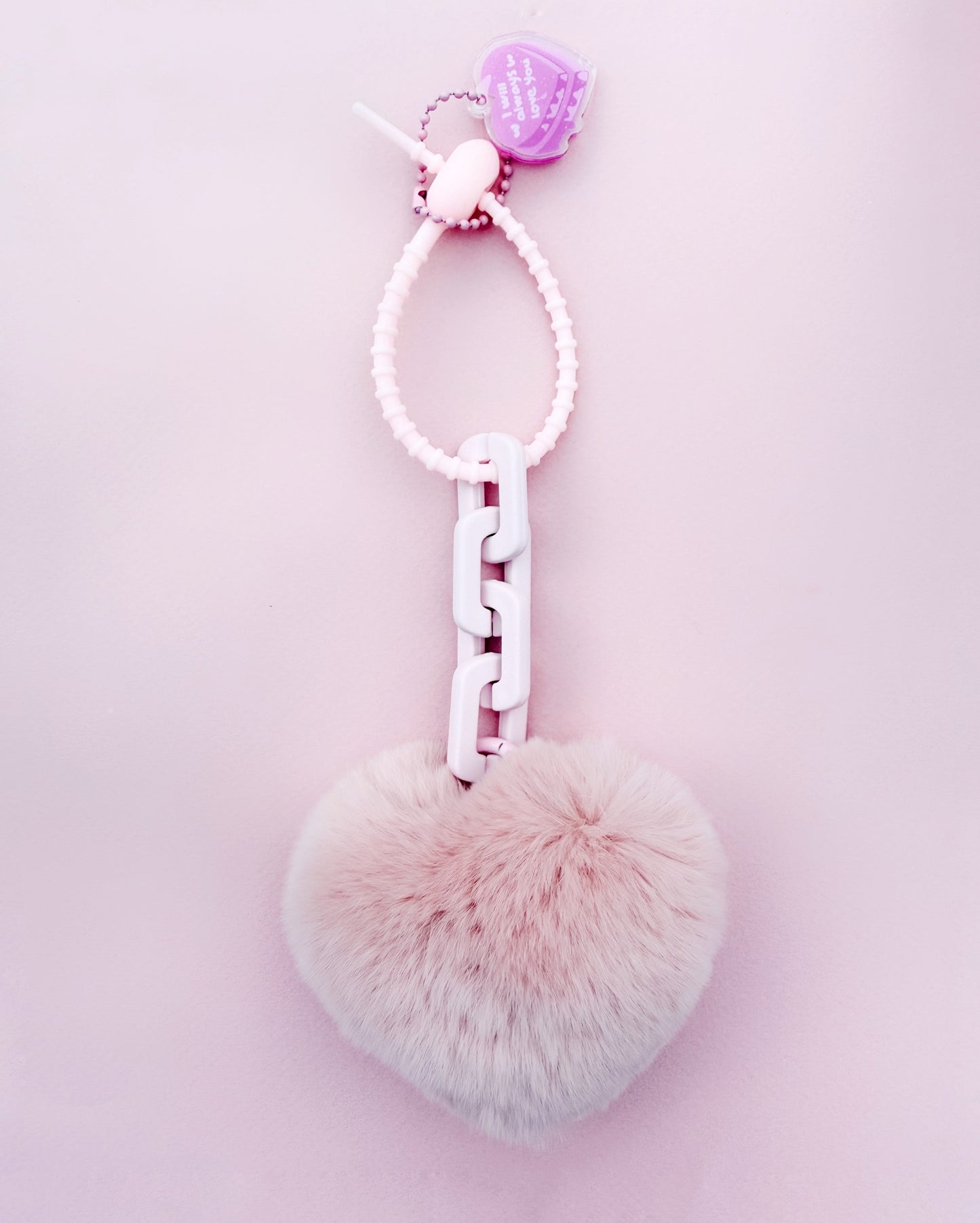 Light Pink Fluffy Heart with Chain