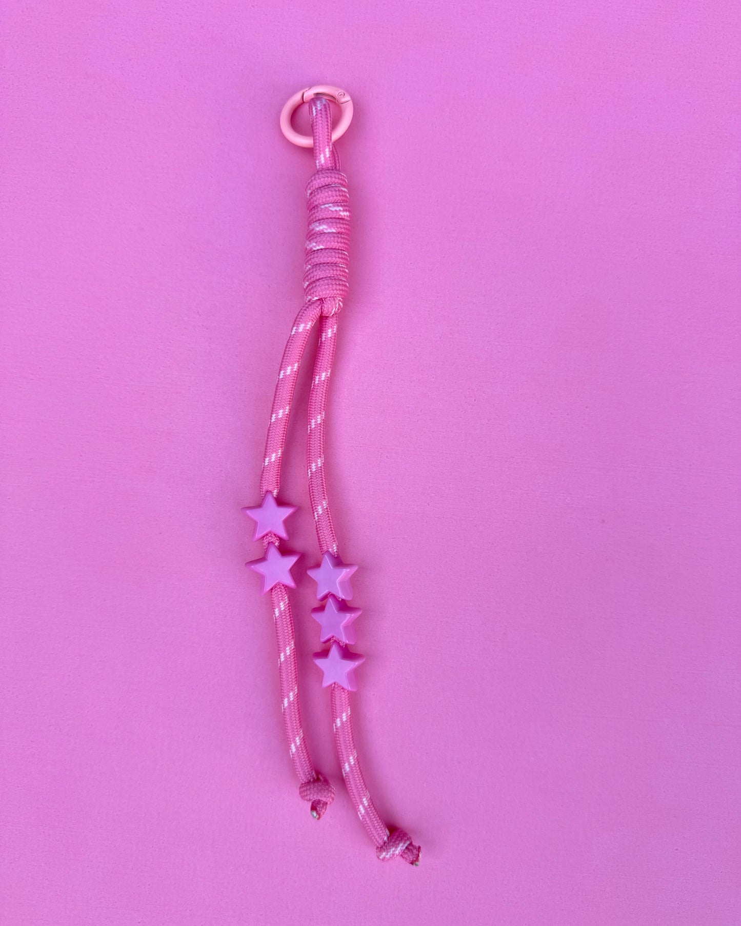 Beaded Paracord Charm (Pink Stars)