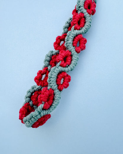 Teal + Red Crochet Charm