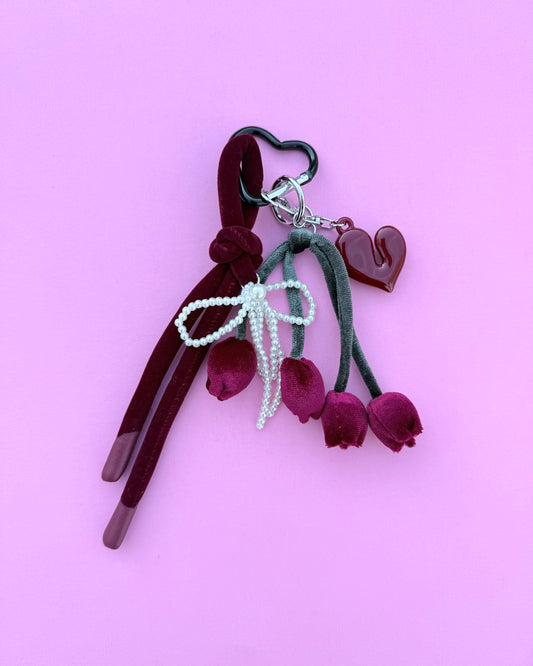 Scarlet Velvet Floral + Pearl Multicharm