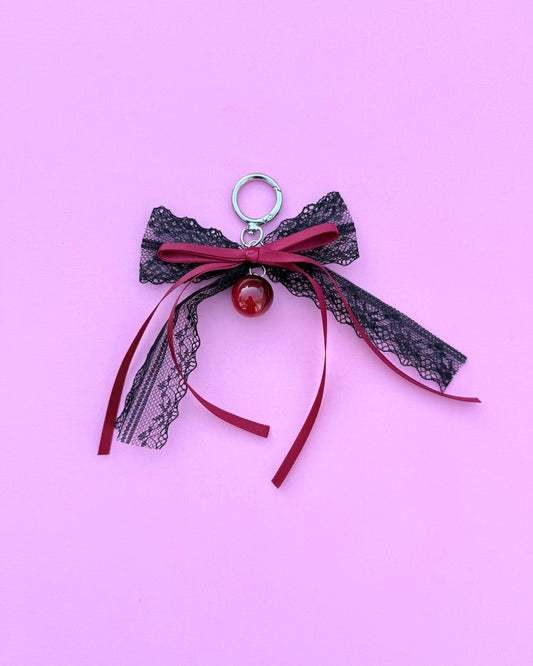 Black Lace + Red Cherry Charm